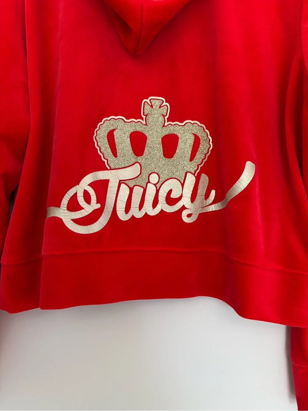 Juicy Couture Velour Track Jacket Hoodie Red Gold Crown Y2K Loungewear Comfy XXL